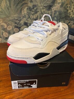 Jordan White, Black & Red Low-Top Sneakers